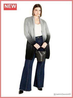 Women's Plus Size Dip Dye Cardigan Relaxed Fit Viscose Open Front